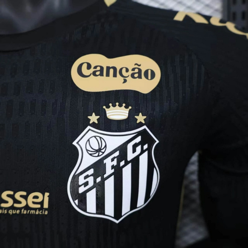 2024/25 Santos Black Jersey With Sponsors jersey Player Version