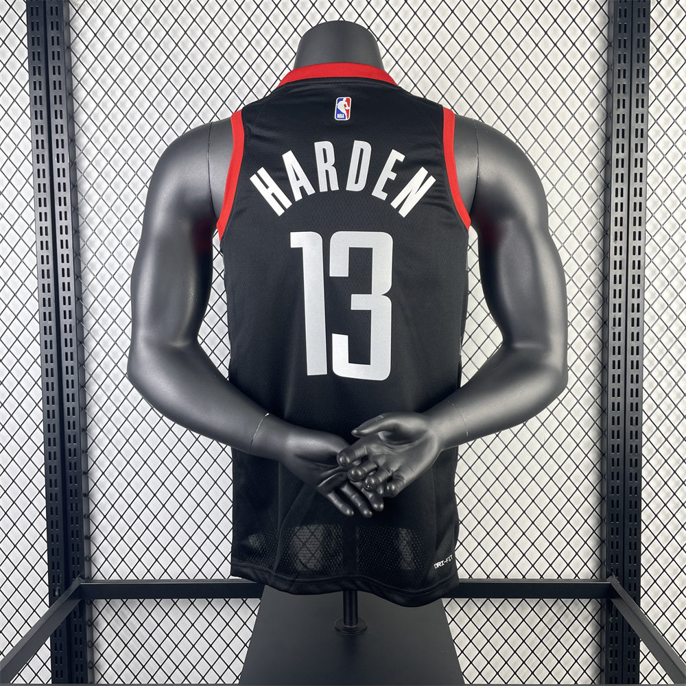 NBA Houston Rockets 2024 V-Neck Balck Jersey HARDEN#13 S-XXL