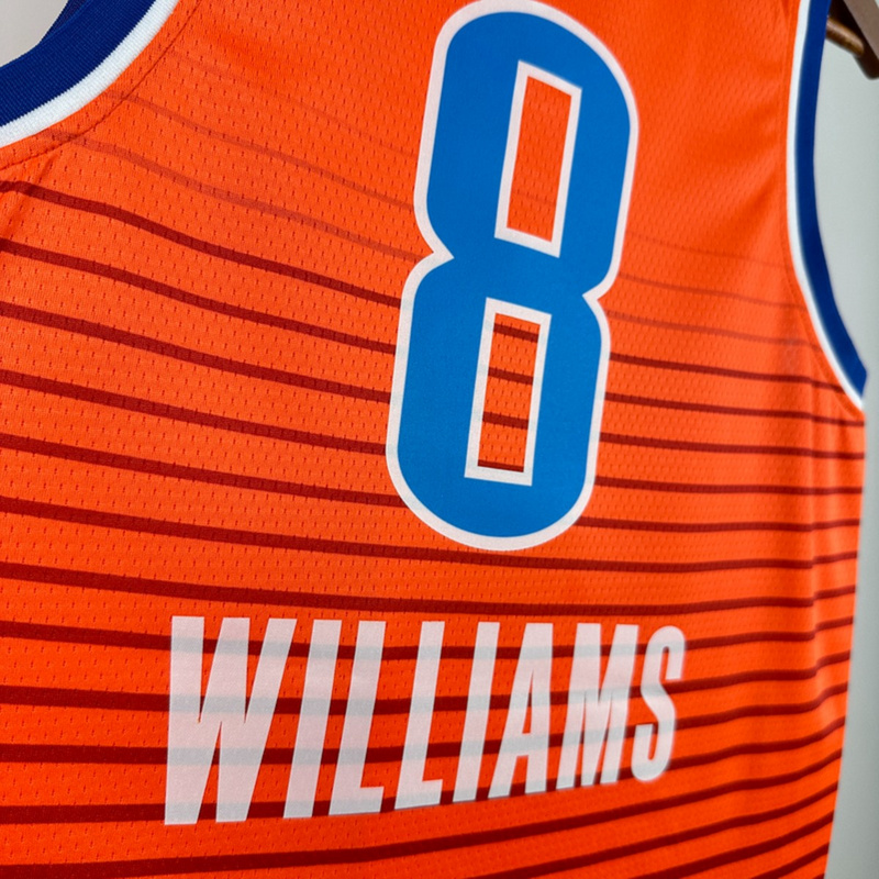 NBA Oklahoma City Thunder V-Neck Orange Jersey WILLIAMS#8 S-XXL