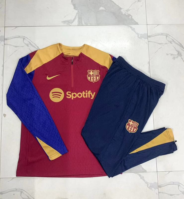 24/25 Barcelona Red Long-sleeved half-pull training kit Football team kit