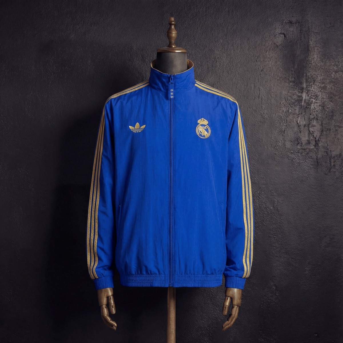 2026 Real Madrid Blue and Golden Reversible Windbreaker Sport Unifom