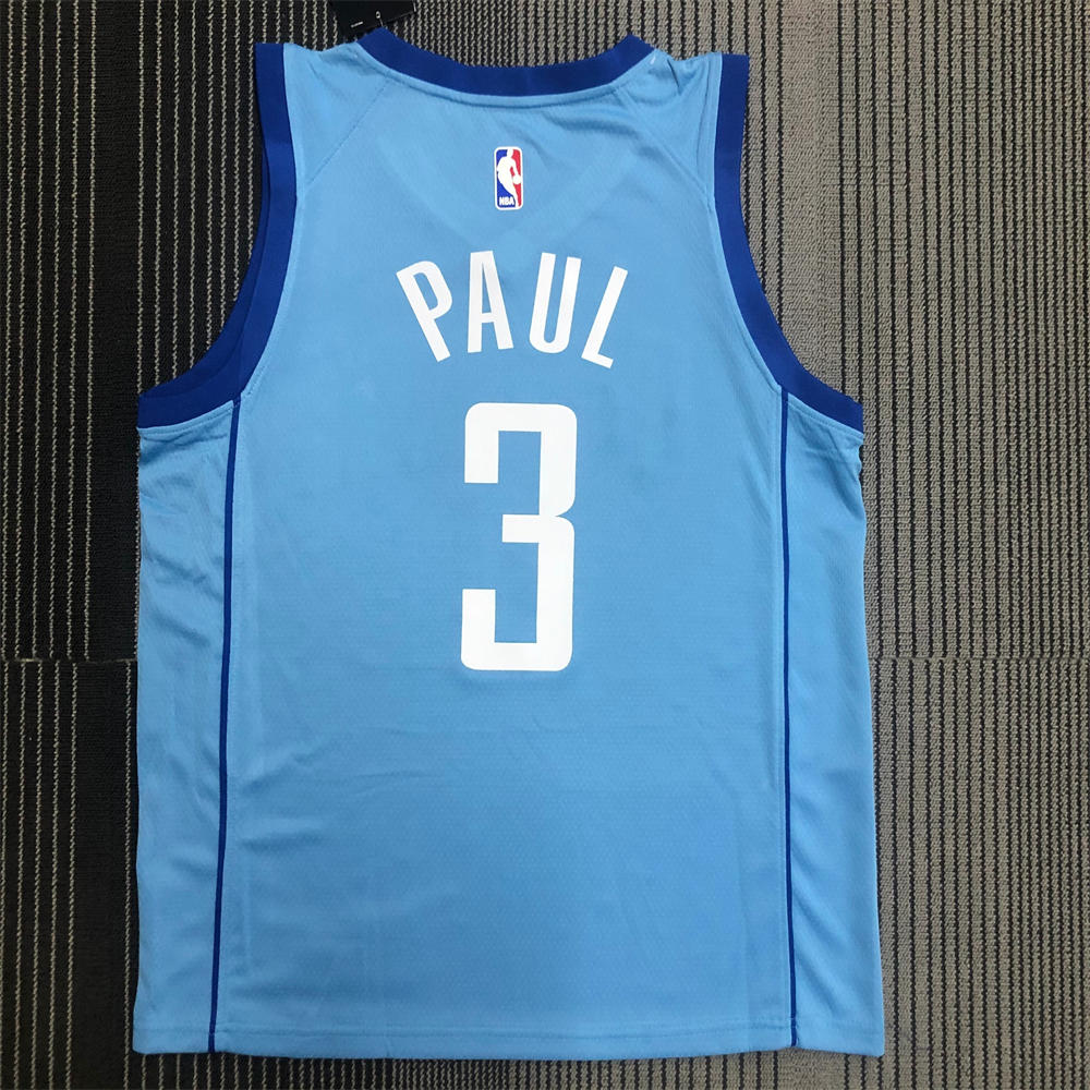 NBA Houston Rockets V-Neck Light Blue Jersey PAUL#3 S-XXL