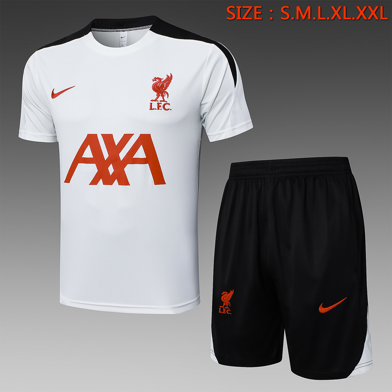 24/25 Liverpool White Training Set Shirt and Shorts