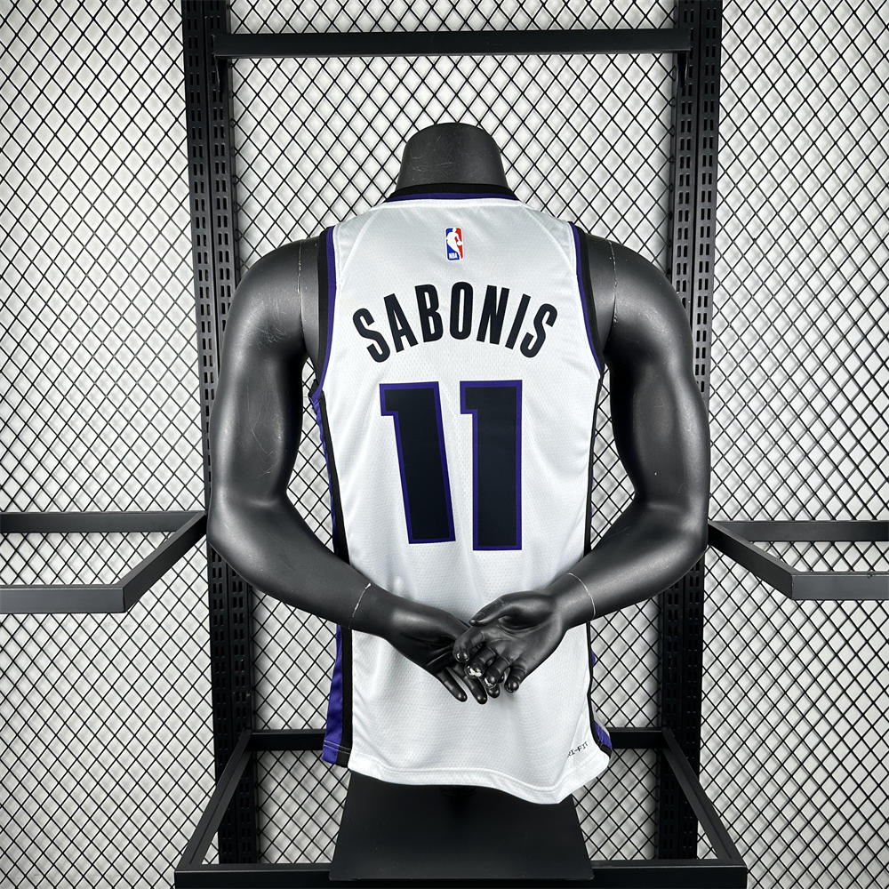 NBA Scaramento Kings 2024 V-Neck White jersey SABONIS#11 S-XXL