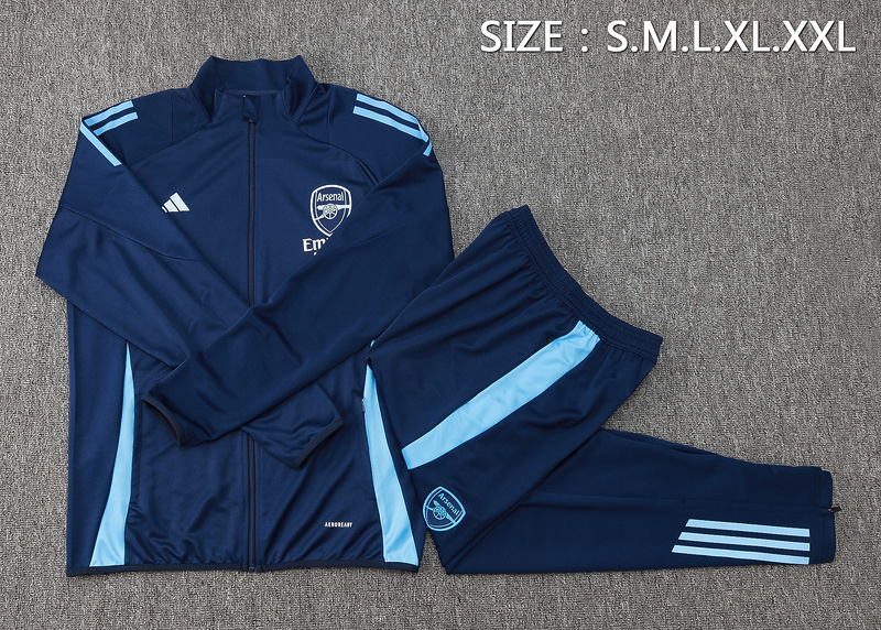 2024/25 Arsenal Royal blue Grey Jacket Training Suit Set Football Team Shirt Sports Fashion