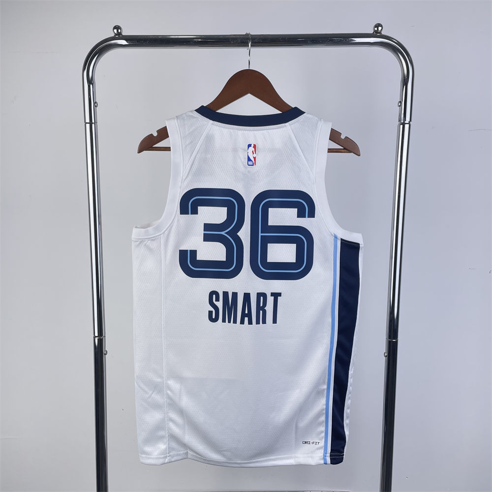 NBA Memphis Grizzies 2023 Round Neck White Jersey SMART#36 S-XXL
