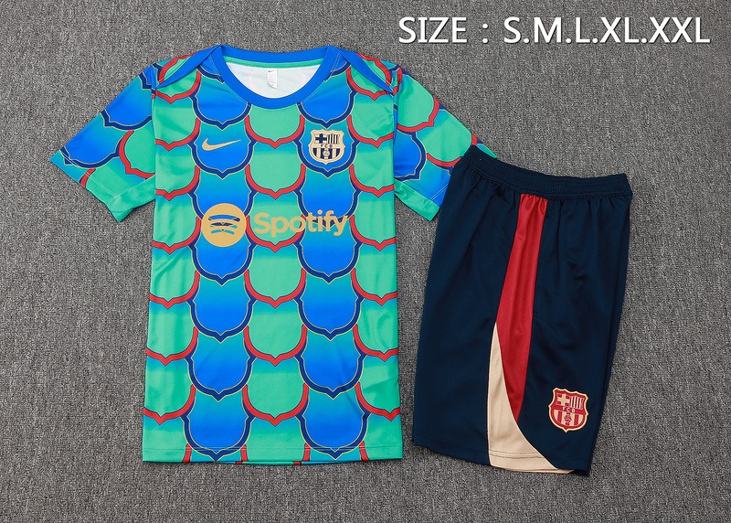24/25 Barcelona Blue green Training Set Shirt and Shorts