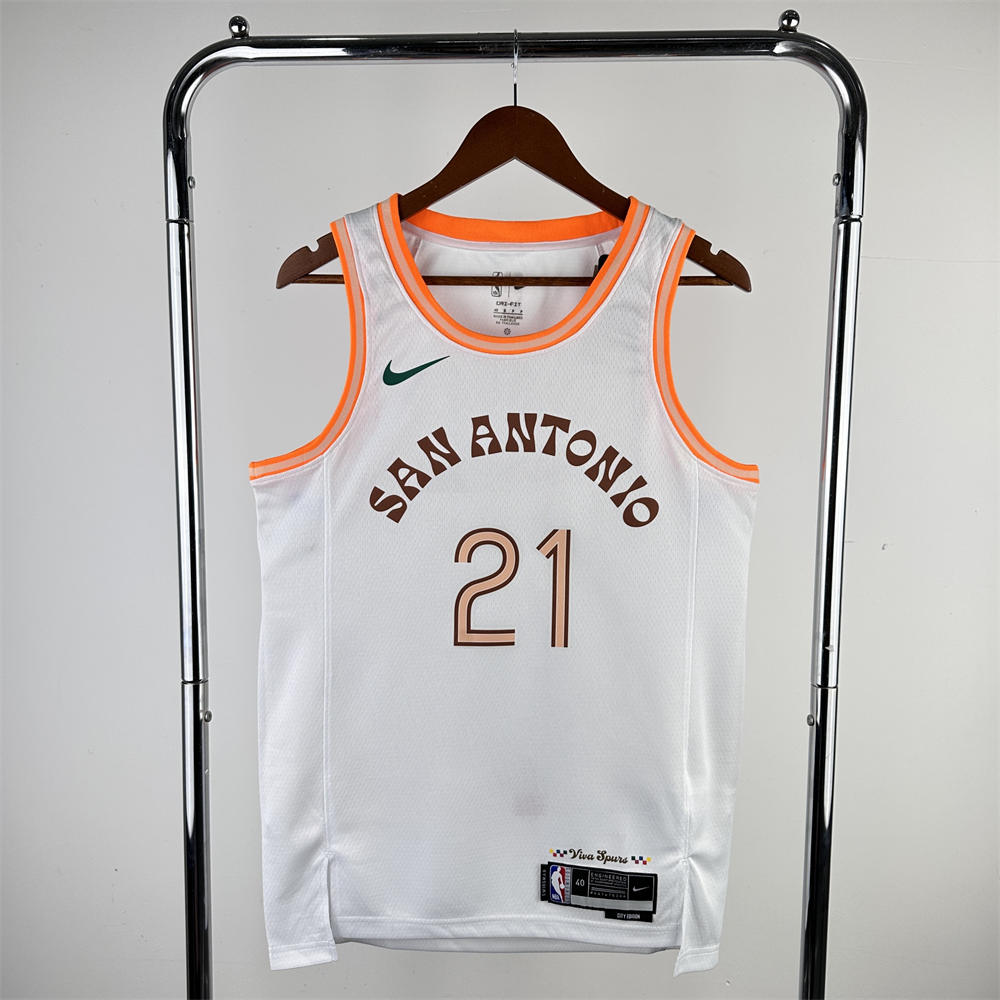 NBA San Antonio Spurs DUNCAN#21 2024 White City Edition Swingman Jersey S-XXL