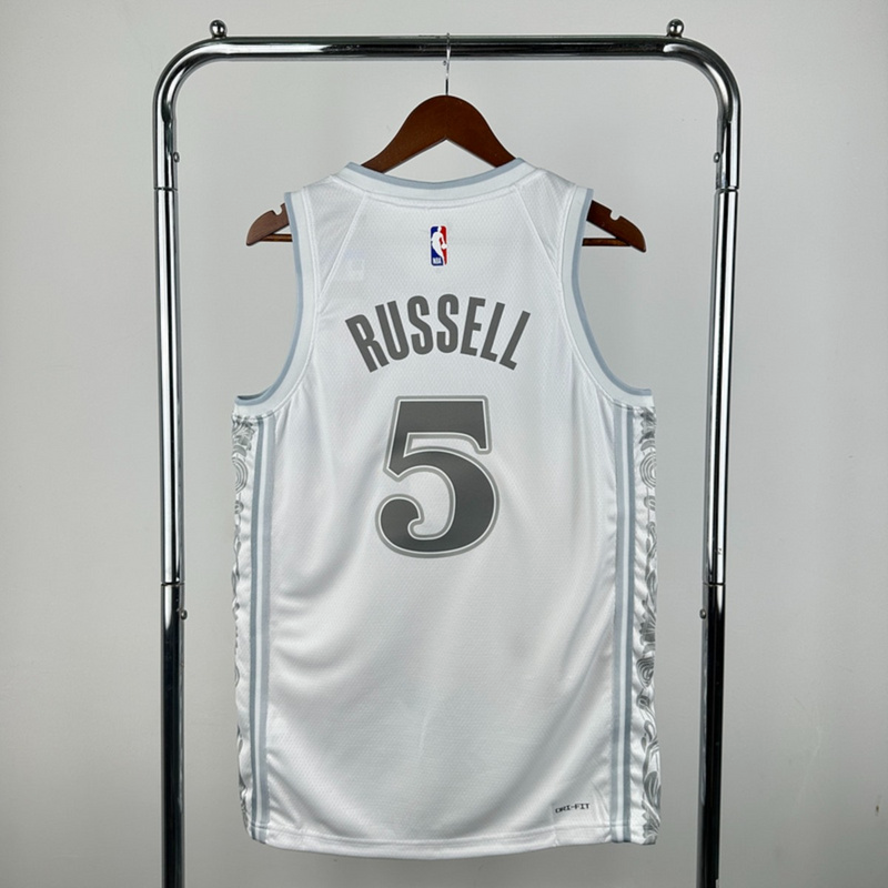 NBA Dallas Mavericks 24/25 City Edition V-Neck White Jersey RUSSELL#5 S-XXL