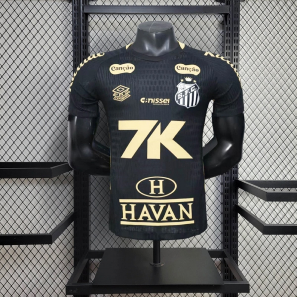 2024/25 Santos Black Jersey With Sponsors jersey Player Version