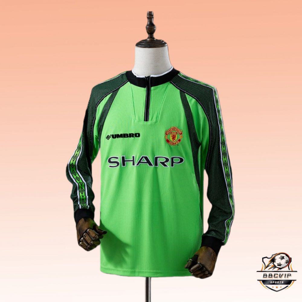Retro Manchester United 98/99 Goalkeeper Green jersey Long Sleeve Fan Version