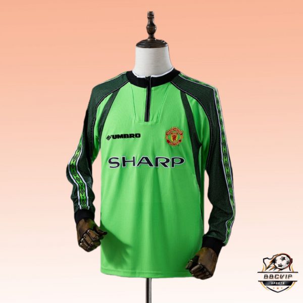 Retro Manchester United 98/99 Goalkeeper Green jersey Long Sleeve Fan Version