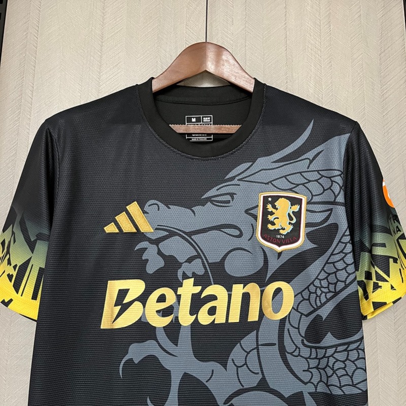 2025/26 Aston Villa Black Jersey Fan Version