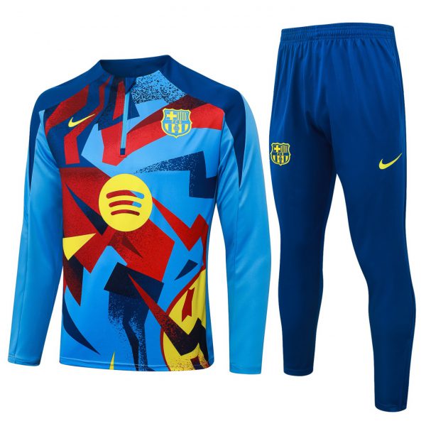 202526 Barcelona Baby blue Long-sleeved half-pull training kit Football team kit