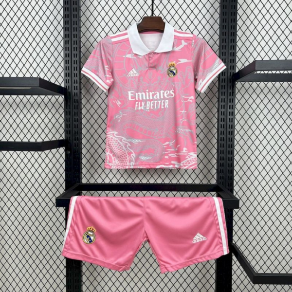 2023/24 Real Madrid Dragon edition pink jersey kids Kits size: 16-28