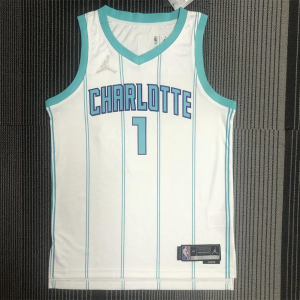 NBA Charlotte Hornets V-Neck 75th Anniversary Jersey BALL#1 S-XXL