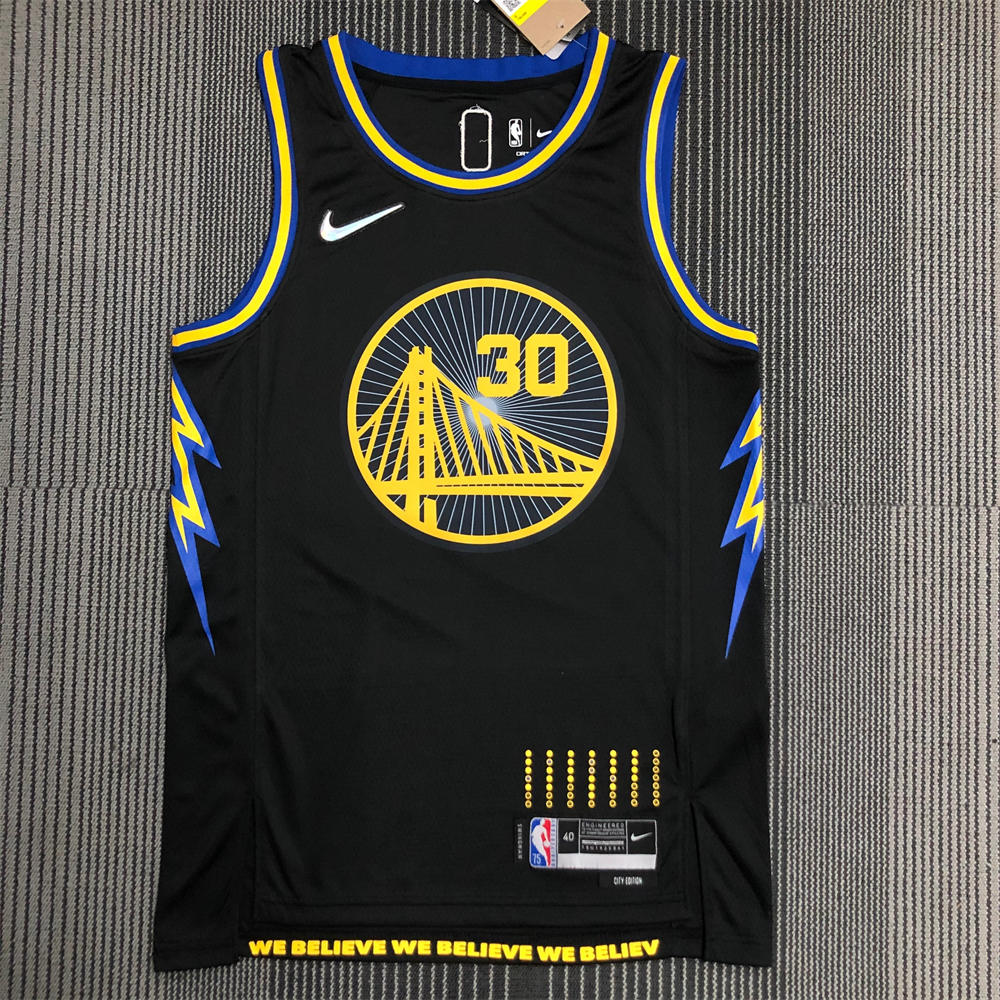 NBA Golden State Warriors V-Neck 75th anniversary Black Jersey CURRY#30 S-XXL