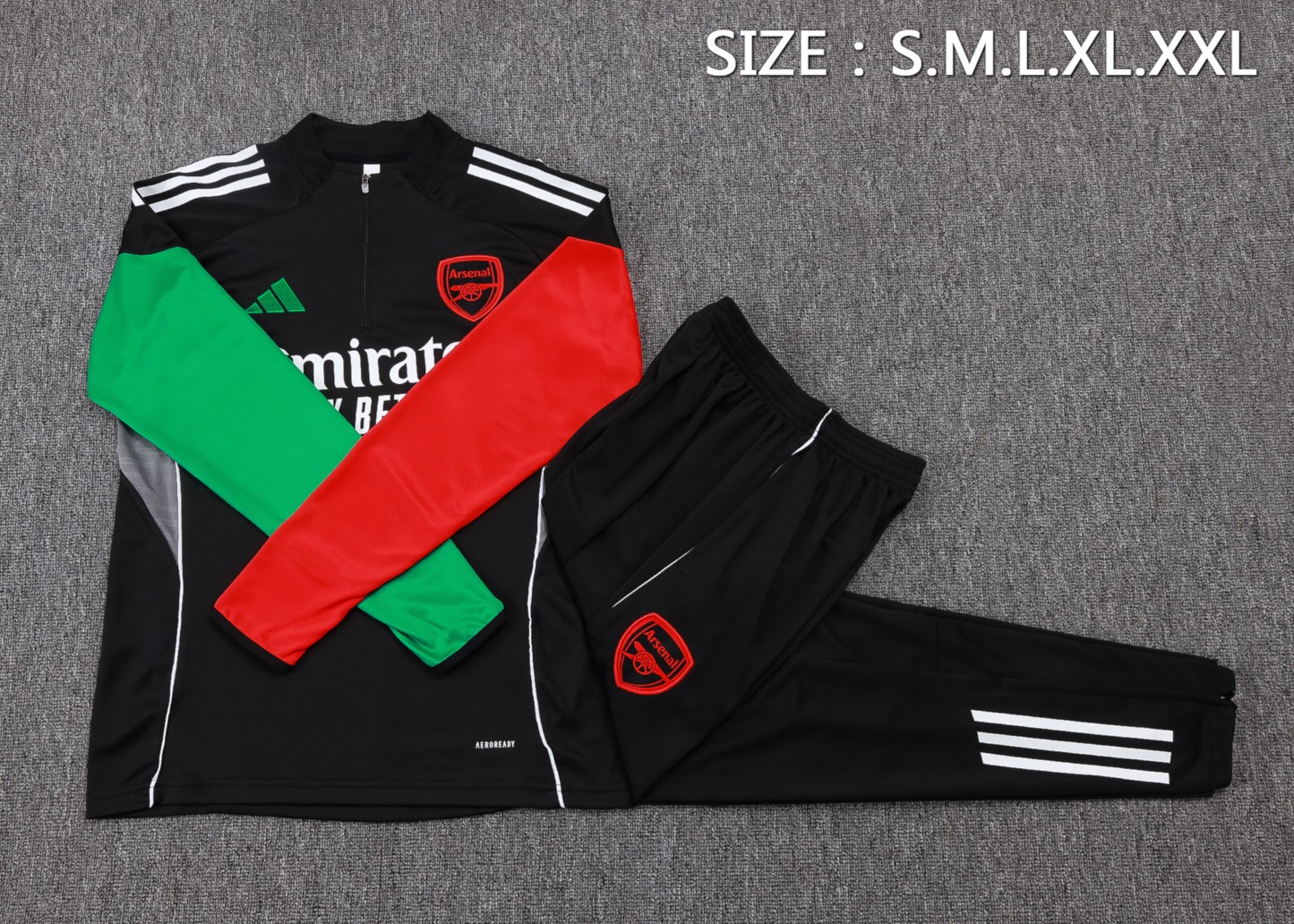 202526 Arsenal red and green Long-sleeved half-pull training kit Football team kit