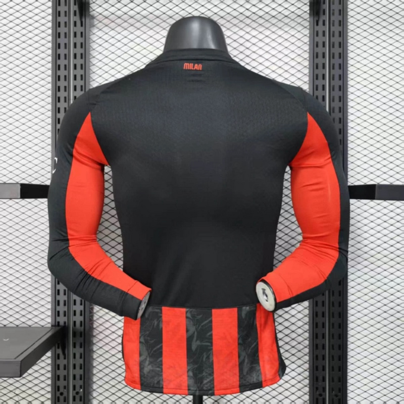 2025/26 AC Milan Home Long Sleeve Jersey Player Version