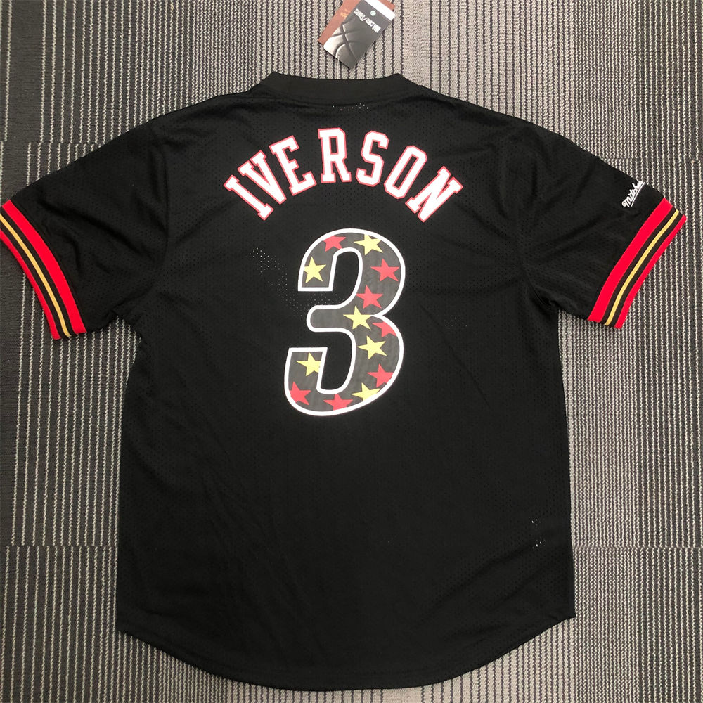NBA Philadelphia 76ers Mitchellness Black Jersey IVERSON#3 S-XXL