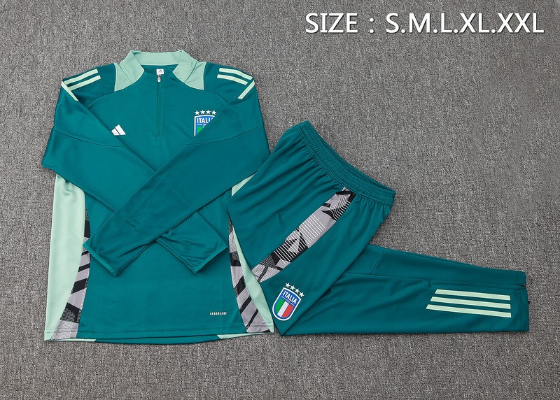 2024/25 Italy Green Long-sleeved half-pull training kit Football team kit