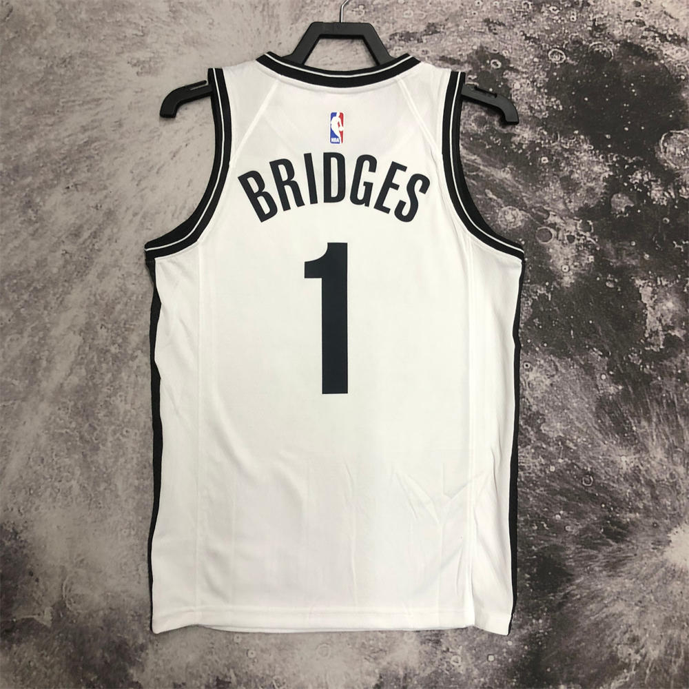 NBA Brooklyn Nets V-Neck White Jersey BRIDGES#1 S-XXL