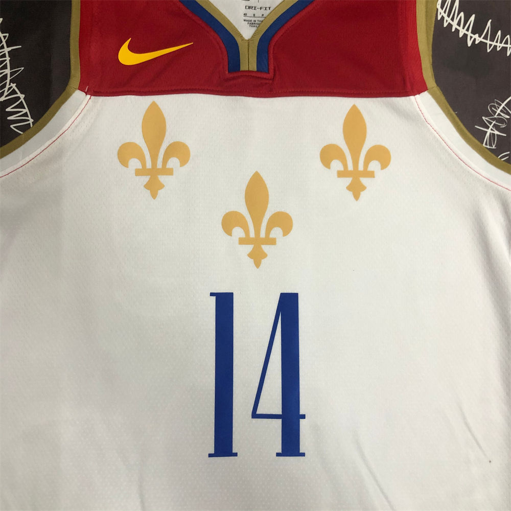 NBA New Orleans Pelicans V-Neck White jersey INGRAM#14 S-XXL