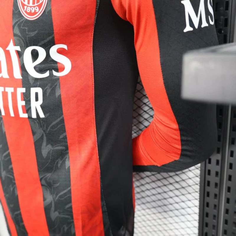 2025/26 AC Milan Home Long Sleeve Jersey Player Version