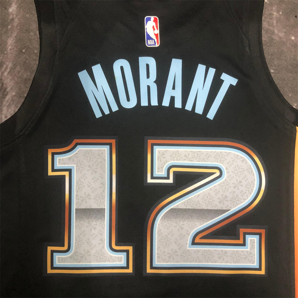 NBA Memphis Grizzies V-Neck Black Jersey MORANT #15 S-XXL