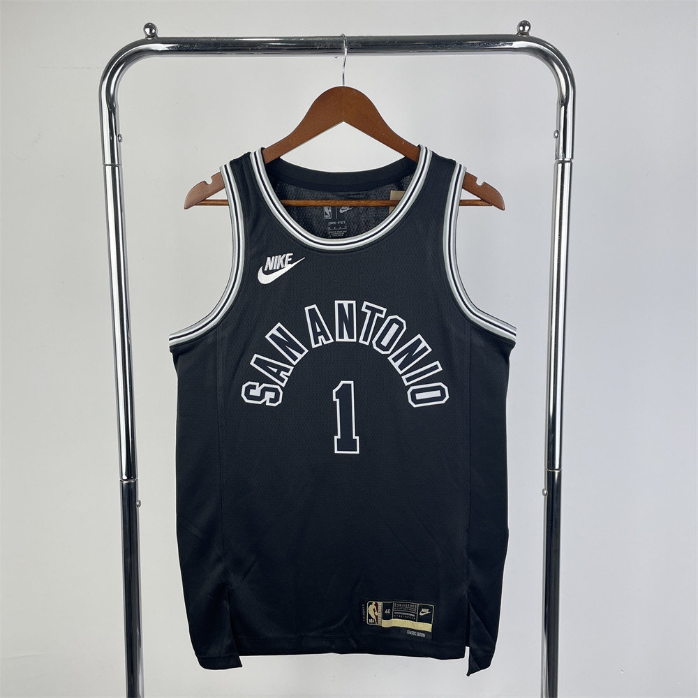 NBA San Antonio Spurs Round Neck Black jersey WEMBANYAMA#1 S-XXL