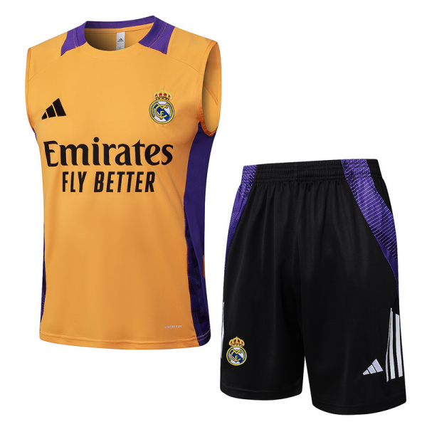 24/25 Real Madrid Orange Black Training Set Shirt and Shorts
