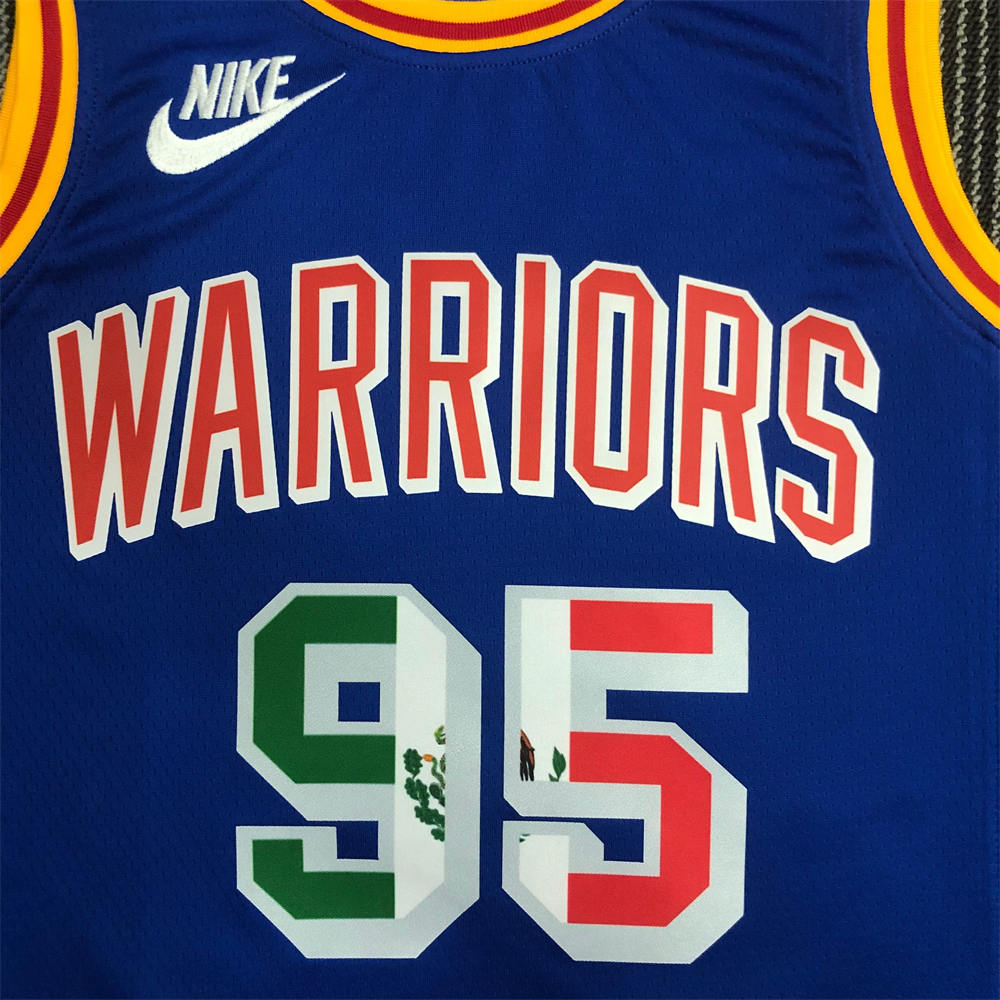 NBA Golden State Warriors V-Neck Mexico Edition 75th Anniversary Blue Jersey TOSCANO#95 S-XXL