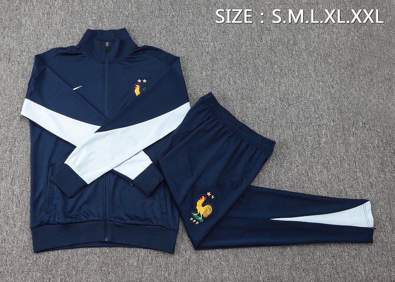 2024 France Royal Blue Jacket Training Suit Set Football Team Shirt Sports Fashion