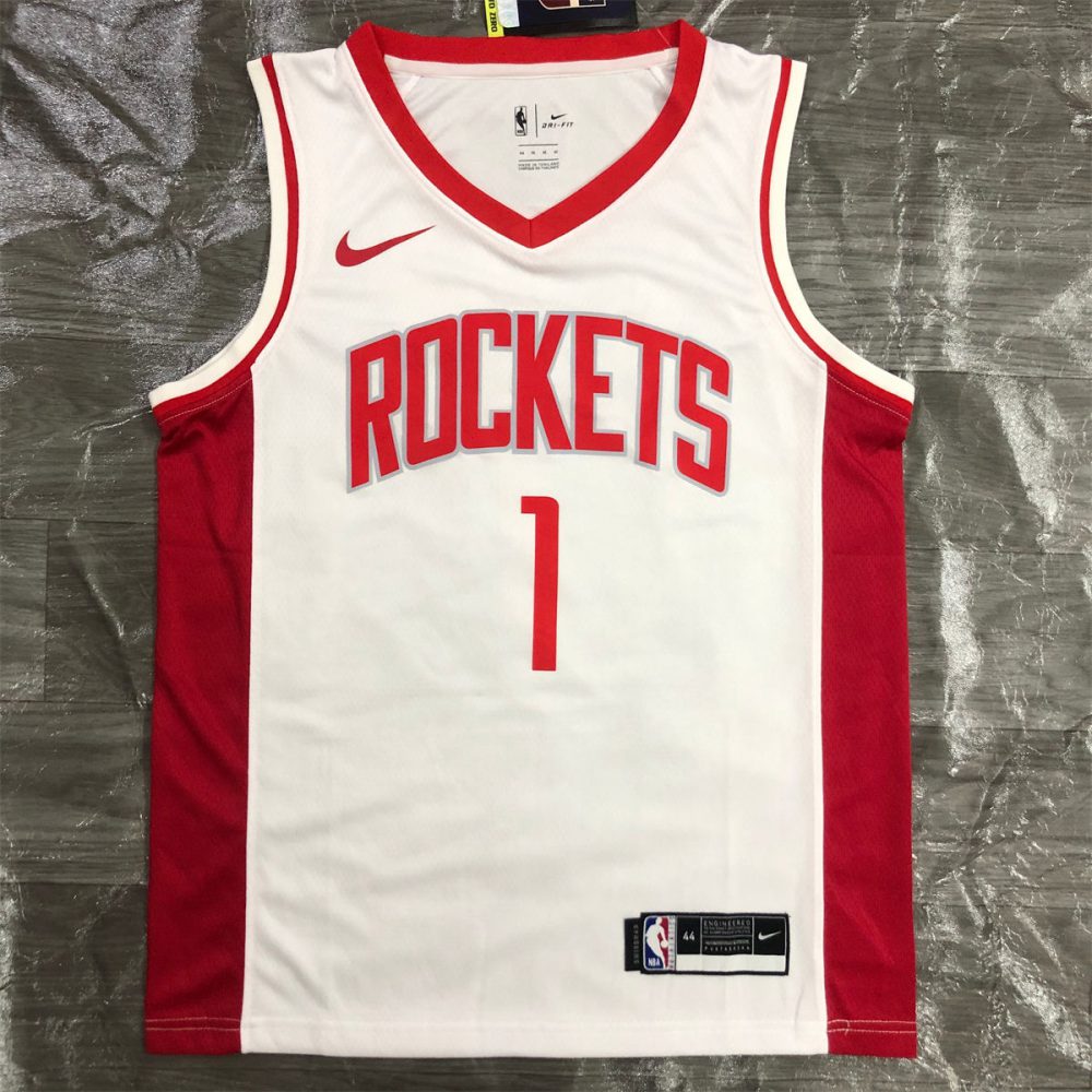NBA Houston Rockets V-Neck White Jersey McGRADY#1 S-XXL