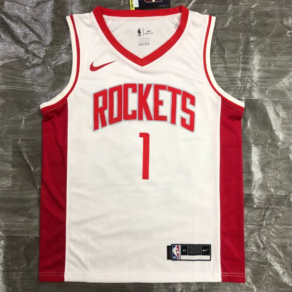 NBA Houston Rockets V-Neck White Jersey McGRADY#1 S-XXL