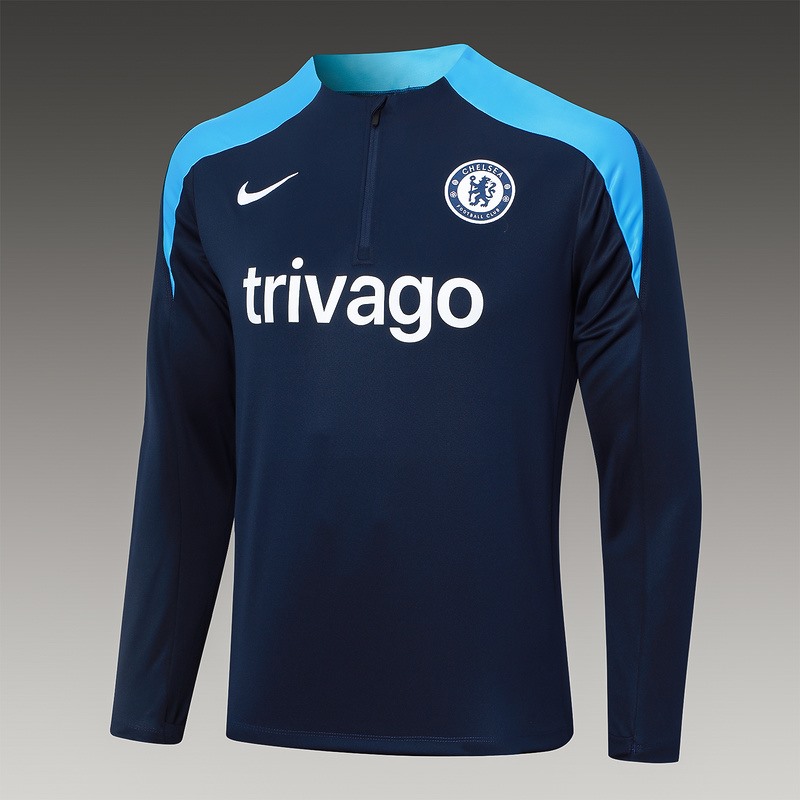 25/26 Chelsea Royal Blue Long-sleeved half-pull training kit Football team kit