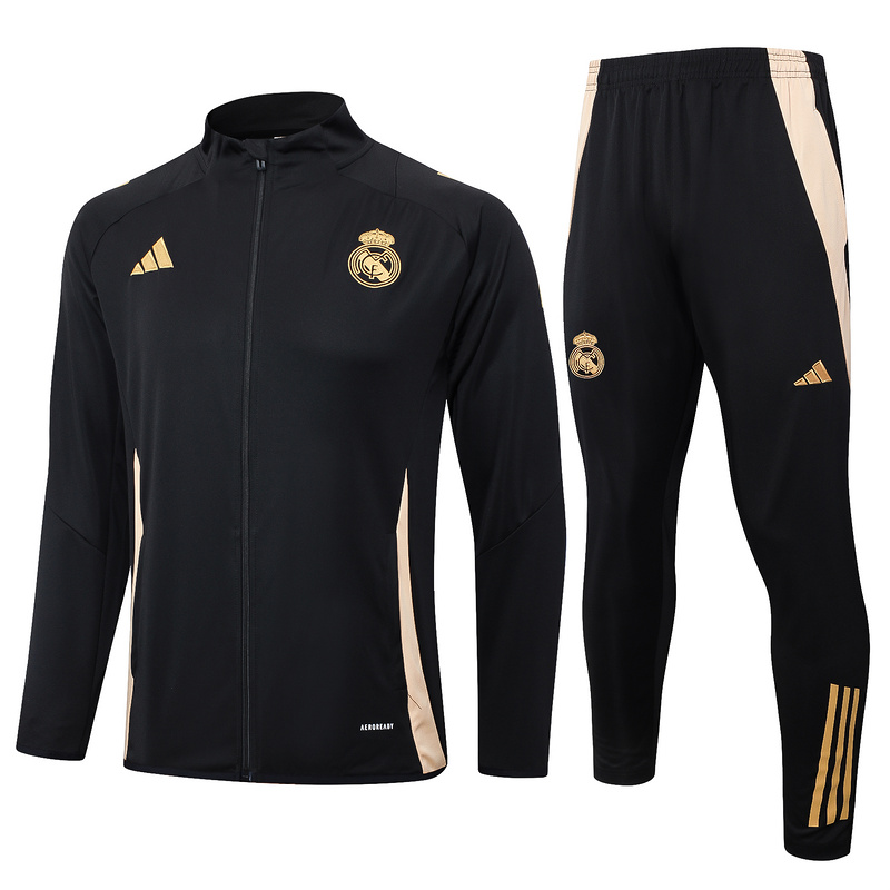 2024/25 Real Madrid Black Jacket Training Suit Set Football Team Shirt Sports Fashion