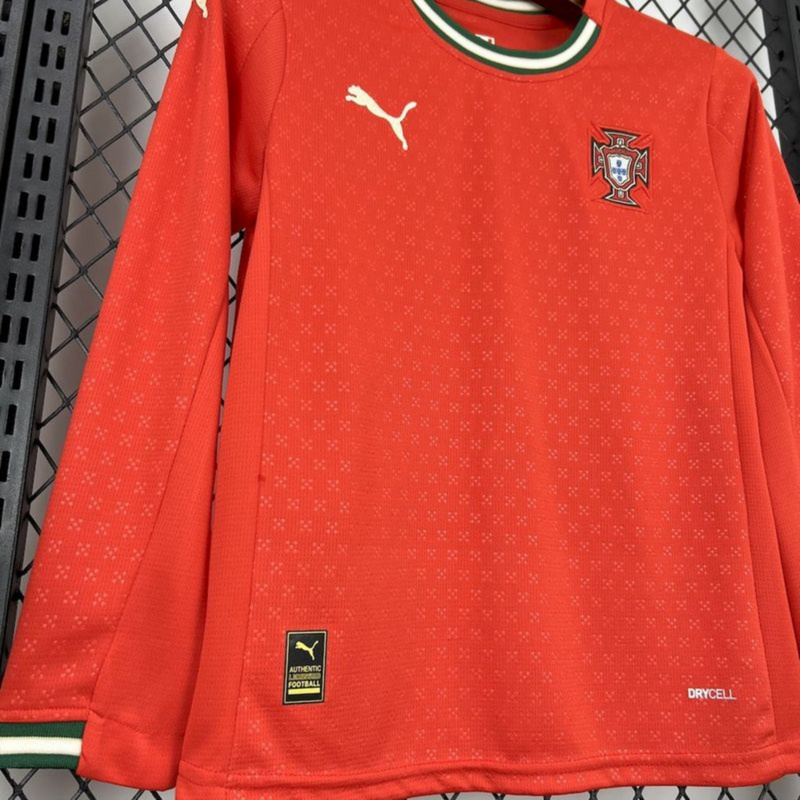 2025/26 Portugal Home Long Sleeves Kids jersey Kid Kits Size 16-28