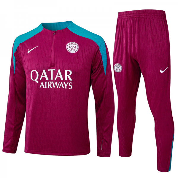 24/25 Paris Purplish red Long-sleeved half-pull training kit Football team kit