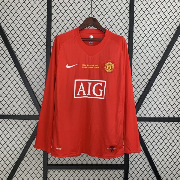 Retro Manchester United 07/08 long sleeve Champions League version home jersey Fan Version