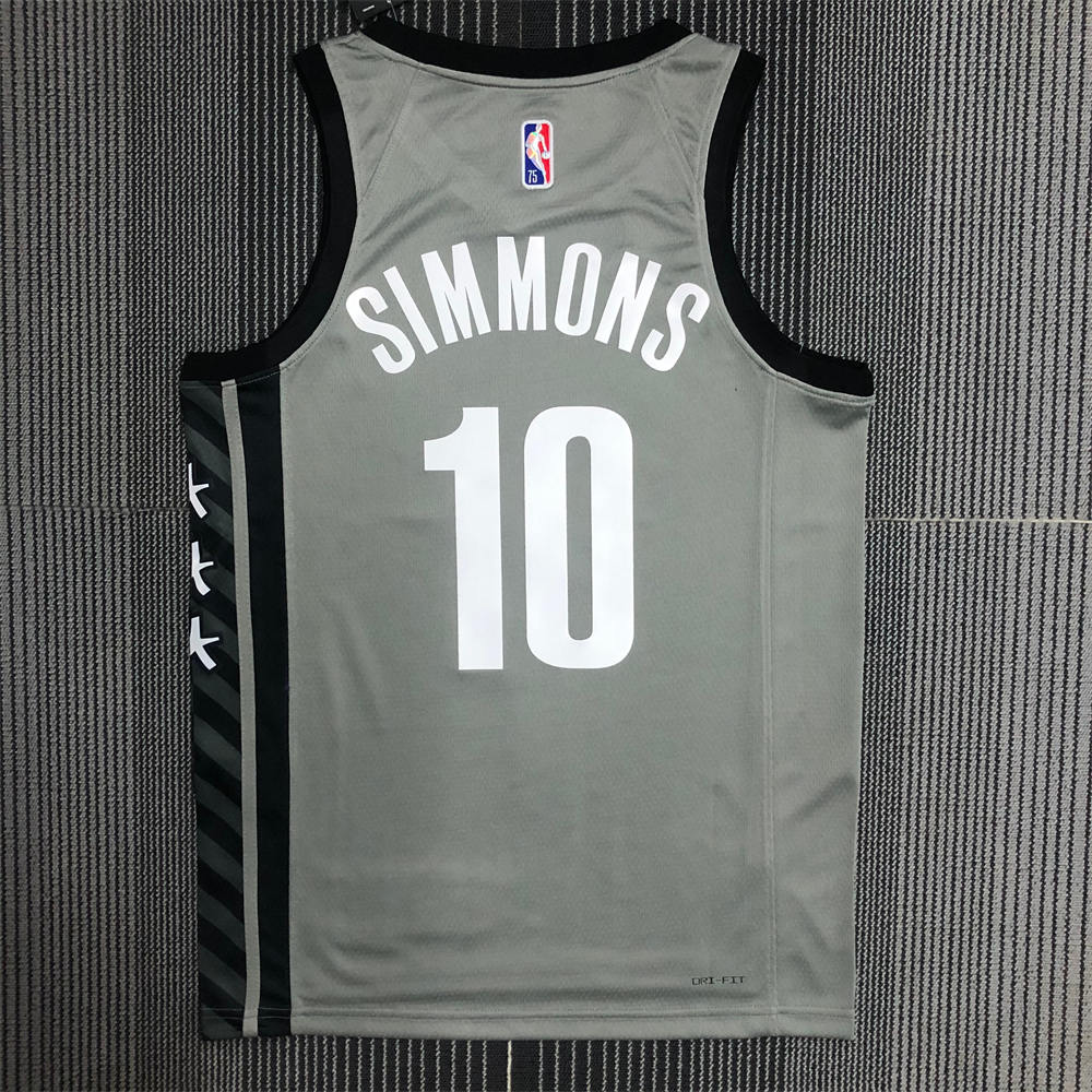 NBA Brooklyn Nets V-neck Grey 75th Anniversary JORDAN Edition SIMMONS#10 Jersey S-XXL