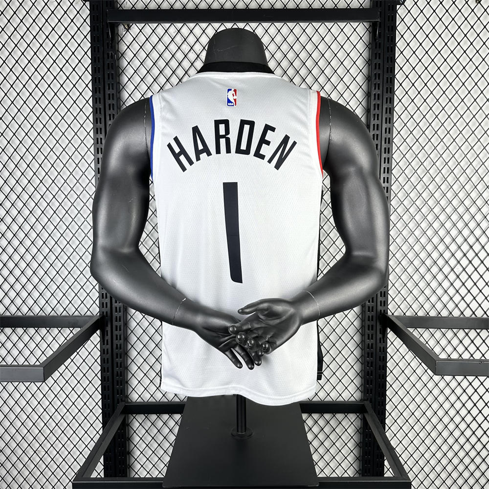 NBA Los Angeles Clippers V-Neck White Jersey HARDEN#1 S-XXL
