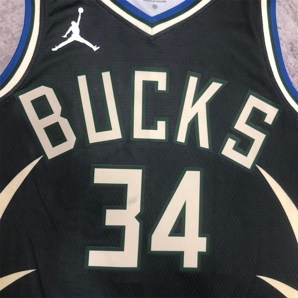 NBA Milwaukee Bucks V-Neck JORDAN Edition Black jersey ANTETOKOUNMPO#34 S-XXL