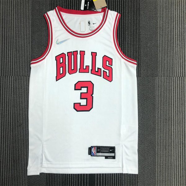 NBA Chicago Bulls Round Neck White 75th anniversaryJersey WADE#3 S-XXL