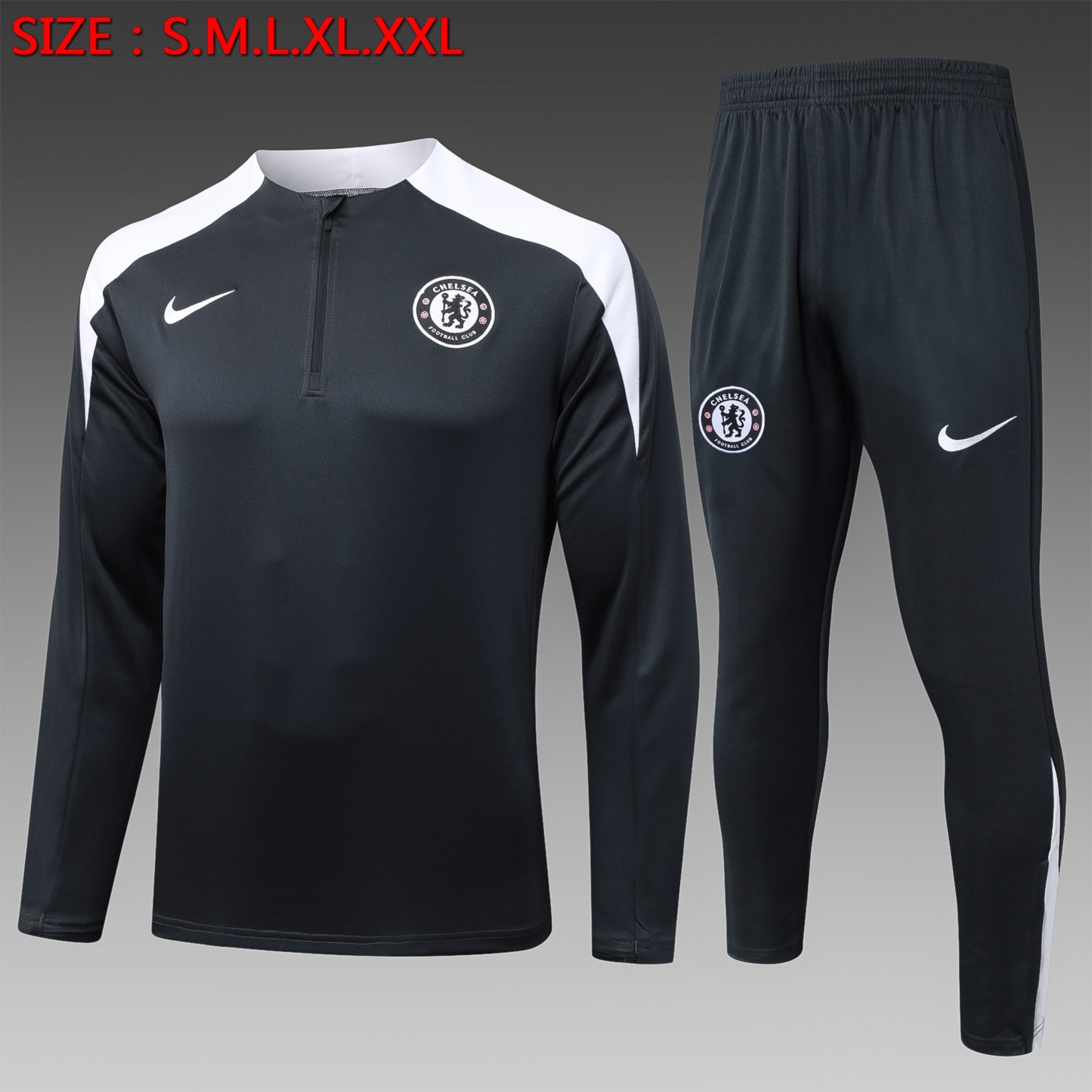 202526 Chelsea dark gray Long-sleeved half-pull training kit Football team kit