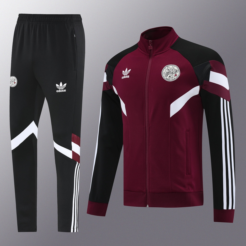 2024 Ajax Maroon Jacket Training Suit Set Football Team Shirt Sports Fashion