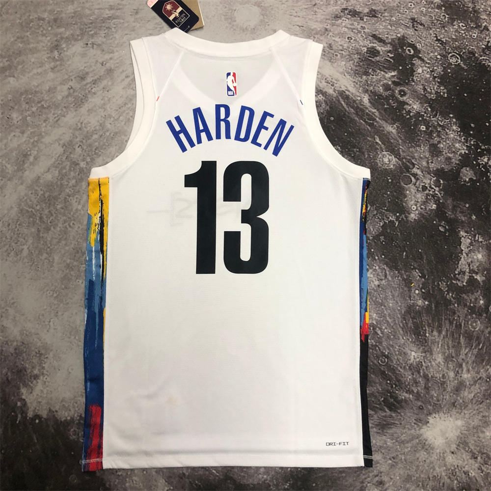 NBA Brooklyn Nets V-Neck White Jersey HARDEN#13 S-XXL
