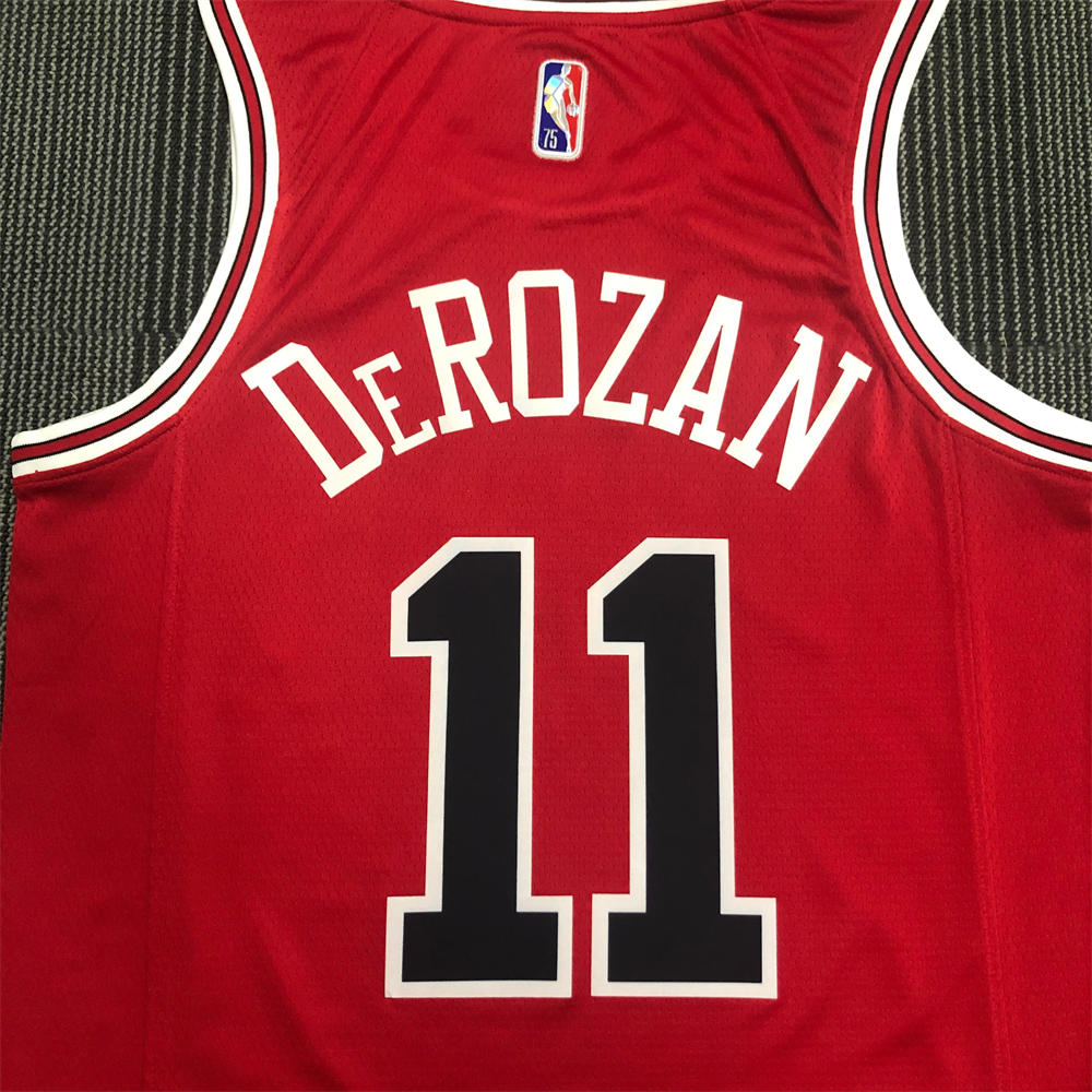 NBA Chicago Bulls Round Neck Red 75th anniversaryJersey DeROZAN#11 S-XXL