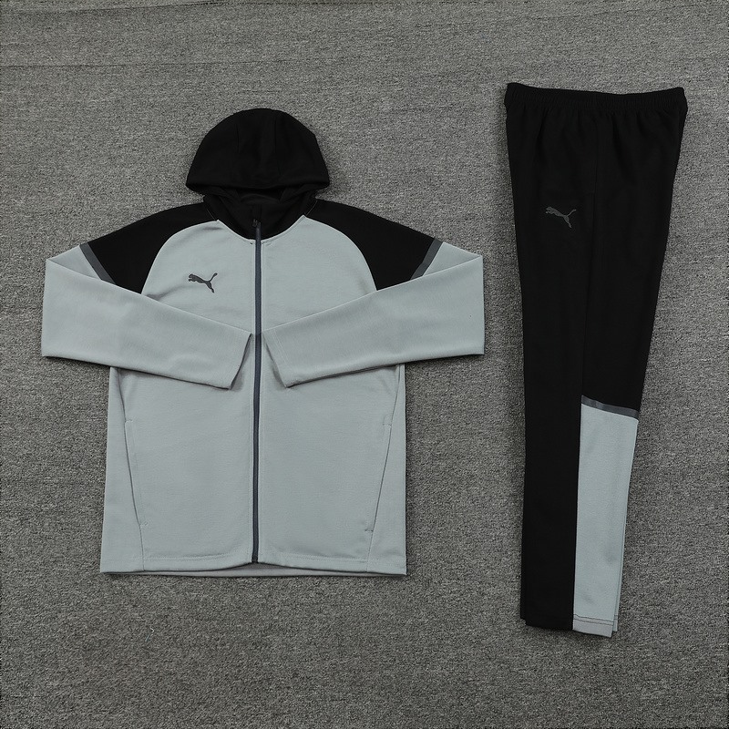 2024 Puma Grey Hoodie Jacket Kit Set Football Team Shirt Sports Fashion