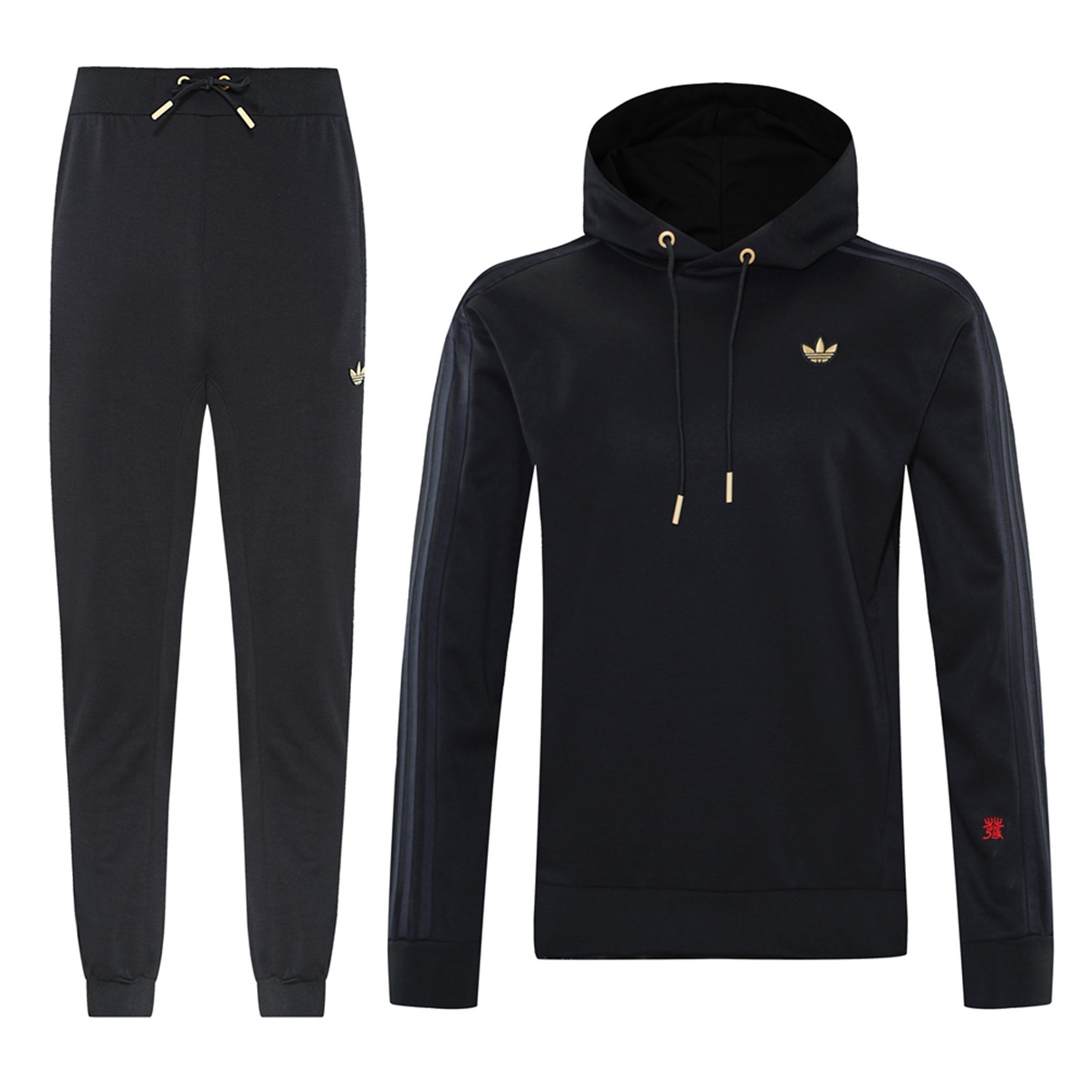 2025 Adidas Black Hoodie Jacket Kit Set Football Team Shirt Sports Fashion